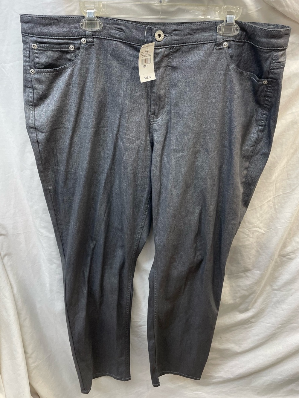 NEW!!! Ashley Stewart Smooth charcoal gray denim pants ladies sz 18